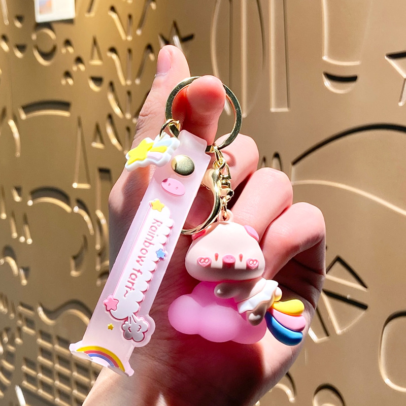 Llavero de dibujos animados de Sanrio con diseño de perro de orejas grandes, colgante, adorno de llavero de Kuromi, artículos pequeños, pequeño regalo