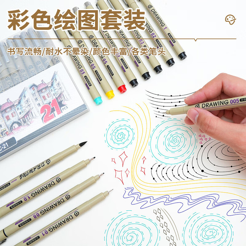 Colorful Fineliner Pens, Waterproof Drawing Pens, Outlining Pens for Art, Comics, Architecture, and Hand-Drawn Sketches