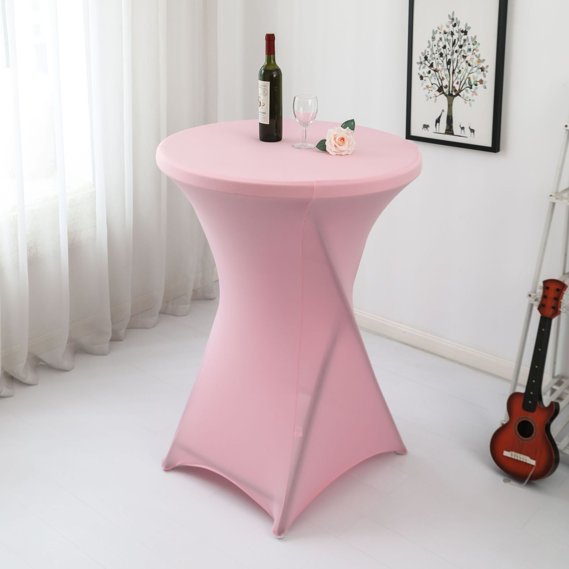 Amazon sólido barra mesa de comedor cubierta de mesa de banquete cóctel cubierta de mesa redonda tela de mesa elástica tabla de pies altos