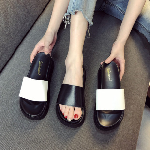 Genuine Leather Top Layer Cowhide Slippers Women's Outer Wear 2023 New Summer Fashion All-Match Platform Women's Thick Bottom Sandals