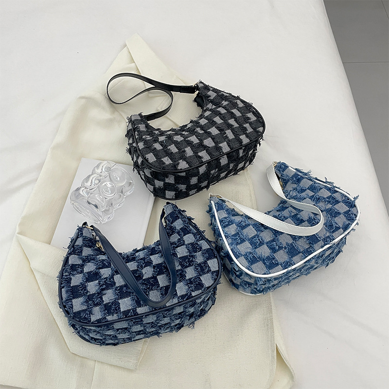 2024 nuevo bolso vaquero de hombro único bolso de lona azul de gran capacidad moda 100% bolso de mujer casual portátil