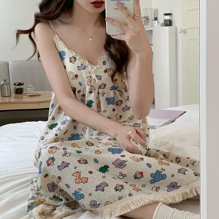 Summer removable breast pads, pijama with tassels, wholesale, lifting effect, floral print