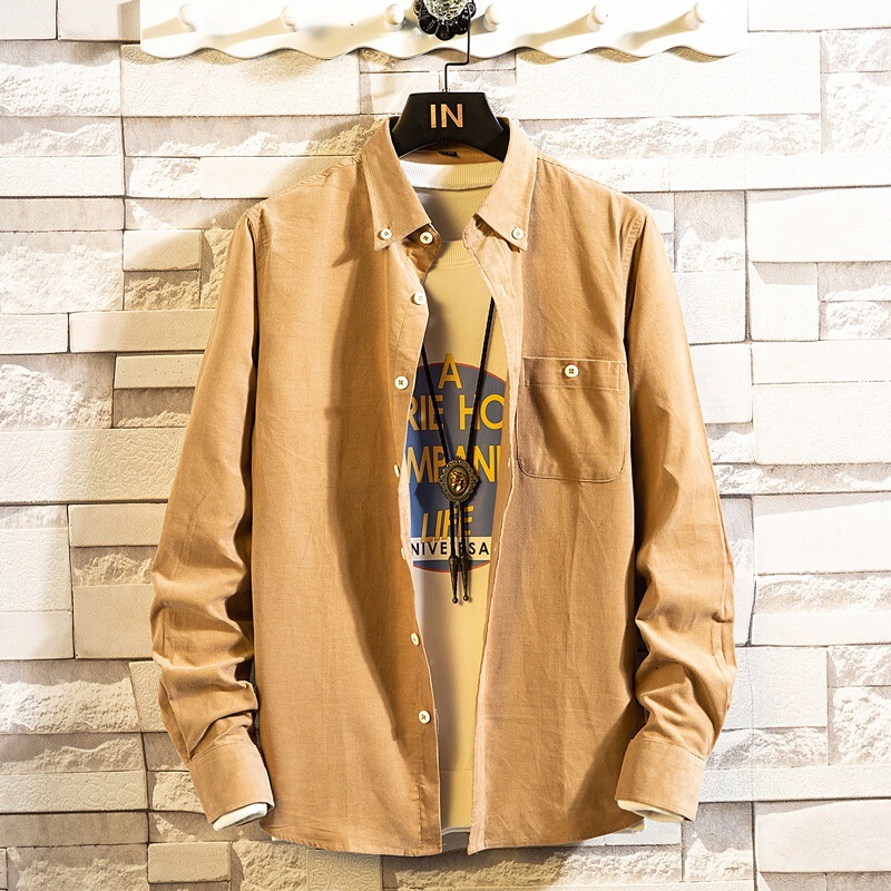 2021 New Arrival Spring and Summer Men's Long-Sleeved Shirt Trendy Corduroy Shirt Casual Slim-Fit Solid Color Men's Casual Shirt 2021 New Arrival Spring and Summer Men's Long-Sleeved Shirt Trendy Corduroy Shirt Casual Slim-Fit Solid Color Men's Casual Shirt