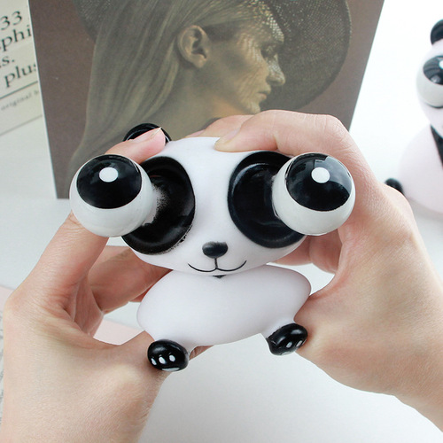 Squeezable Pop Eye Panda Stress Relief Toy, Creative Squinting Funny Prank Toy, Wholesale