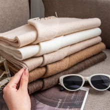 100%纯羊毛秋季新款男女百搭通勤围脖纯色流苏保暖遮阳优雅披肩