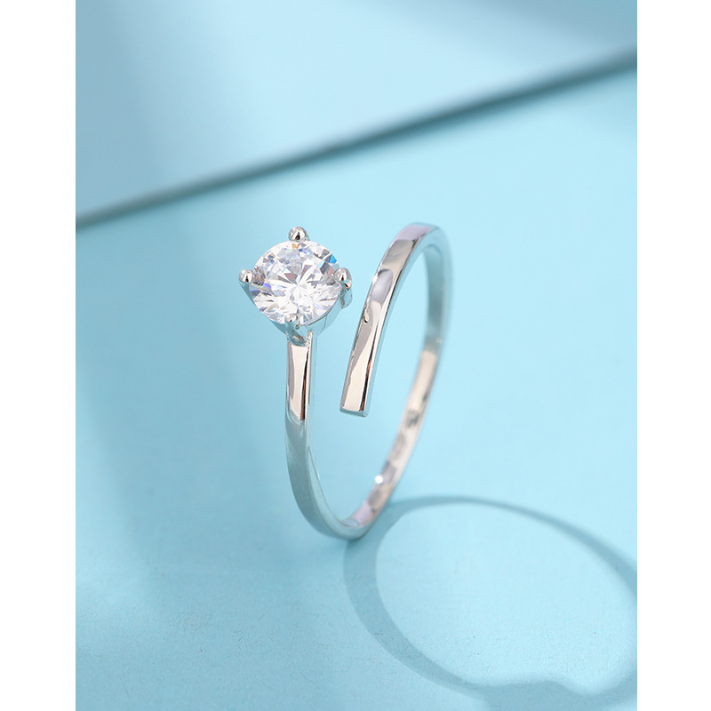 925 anillo de diamante de plata esterlina para mujeres japonesas estilo coreano simple nicho de diseño de alto nivel sensación de anillo de zircon apertura ajustable