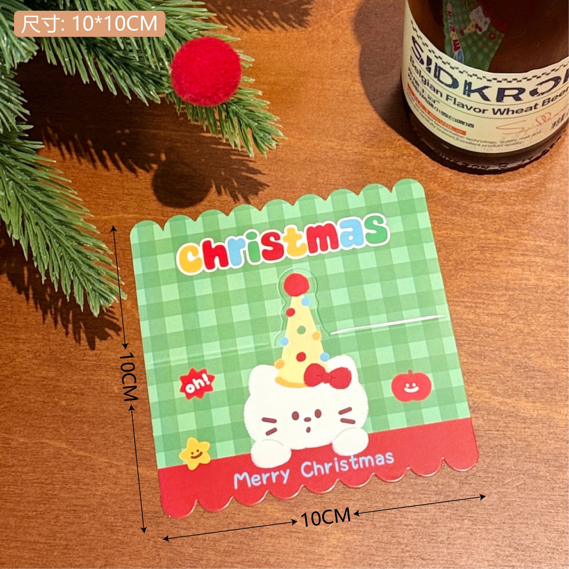 Tarjeta de Embalaje Navideño de Papel con Diseño de Dibujos Animados para Regalos