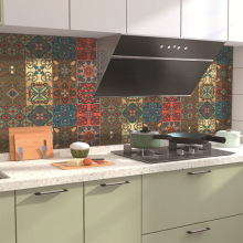 厨房防水墙贴定制厂家高级感美式抽象画图案PVC自粘墙贴防水防潮