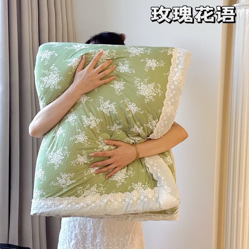 法式小清新花边A类针织棉春秋被秋冬空调被可机洗单双人保暖被子|undefined