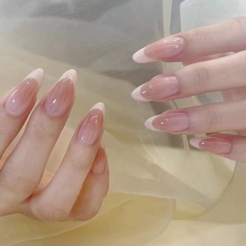 Wearable Manicure French Peach Gradient Pure Desire Temperament Advanced Removable Finished Wearable Manicure