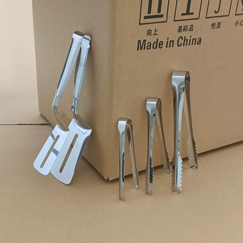 Щипцы для льда из нержавеющей стали, лопатка для рыбы, щипцы для стейков для барбекю, утолщенные зубчатые щипцы для кубиков льда, щипцы для ледяных гранул, кухонные щипцы для бара и еды