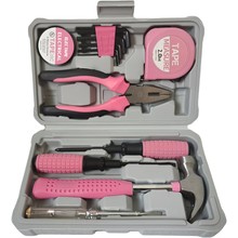 跨境13件粉色组合五金工具套装维修手动家用工具组合五金工具大全