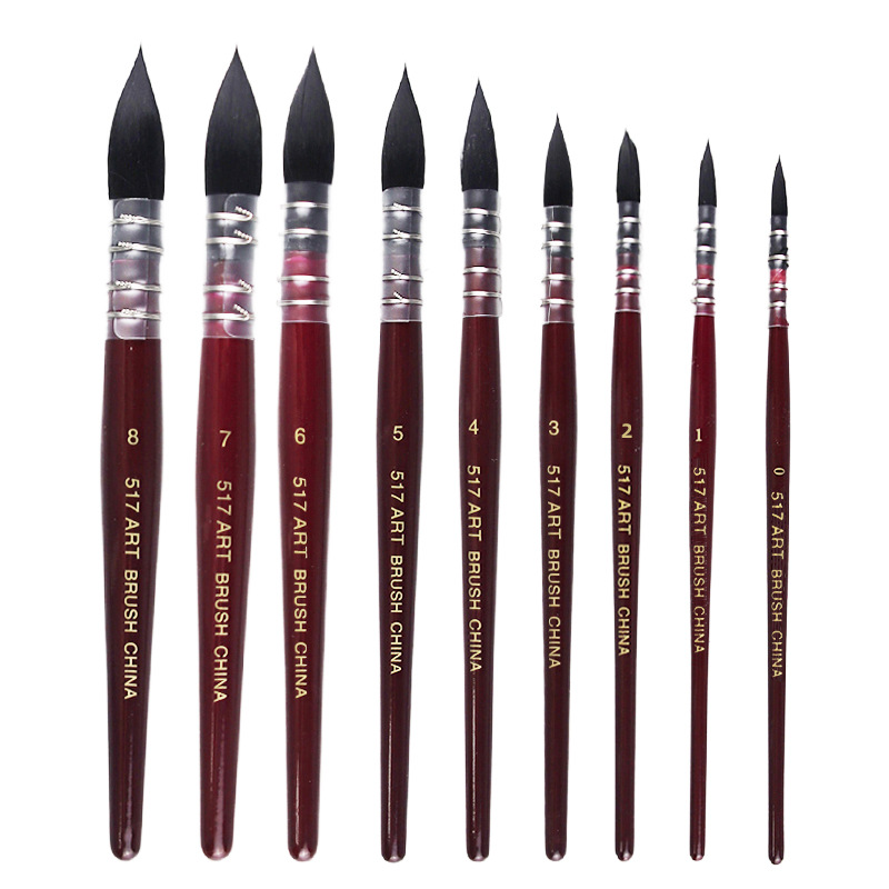 Rojo grasa acuarela aceite cepillo arte pintura gancho pluma fregona pluma animal pelo nylon cepillo transfronterizo Amazon