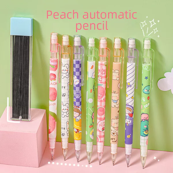 Creative peach automatic pencil Primary School students high color value activity pencil cute no-cutting press pencil wholesale