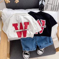 男童夏款套裝2023新款洋氣嬰兒童衣服寶寶男孩短袖短褲兩件套潮衣