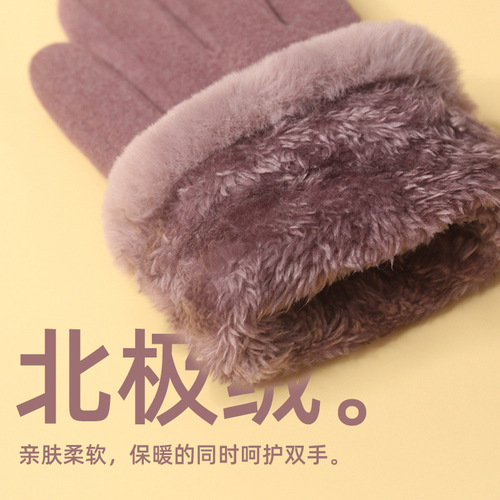 Warm Gloves for Women Winter Down Filling Thickened Korean Version Autumn Outdoor Cycling Touch Screen Riding Gloves Custom 