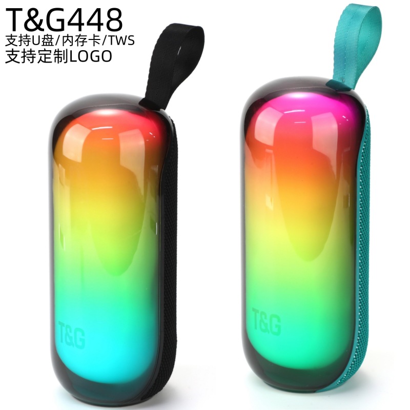 Transfronterizo nuevo TG448 altavoz Bluetooth RGB luz de atmósfera portátil pequeño subwoofer tarjeta de audio Bluetooth