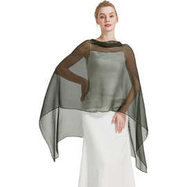 雪纺套头披肩女雪纺衫蕾丝上女士薄款飘逸披风欧美跨境不规则版型