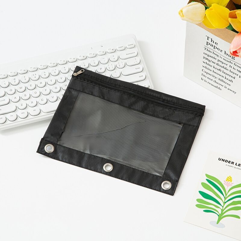 B5文具袋、三穴ファイルバッグ、学生用ペンケース、オックスフォード布、通気孔付き、ルーズリーフ、大容量、書類収納バッグ|undefined