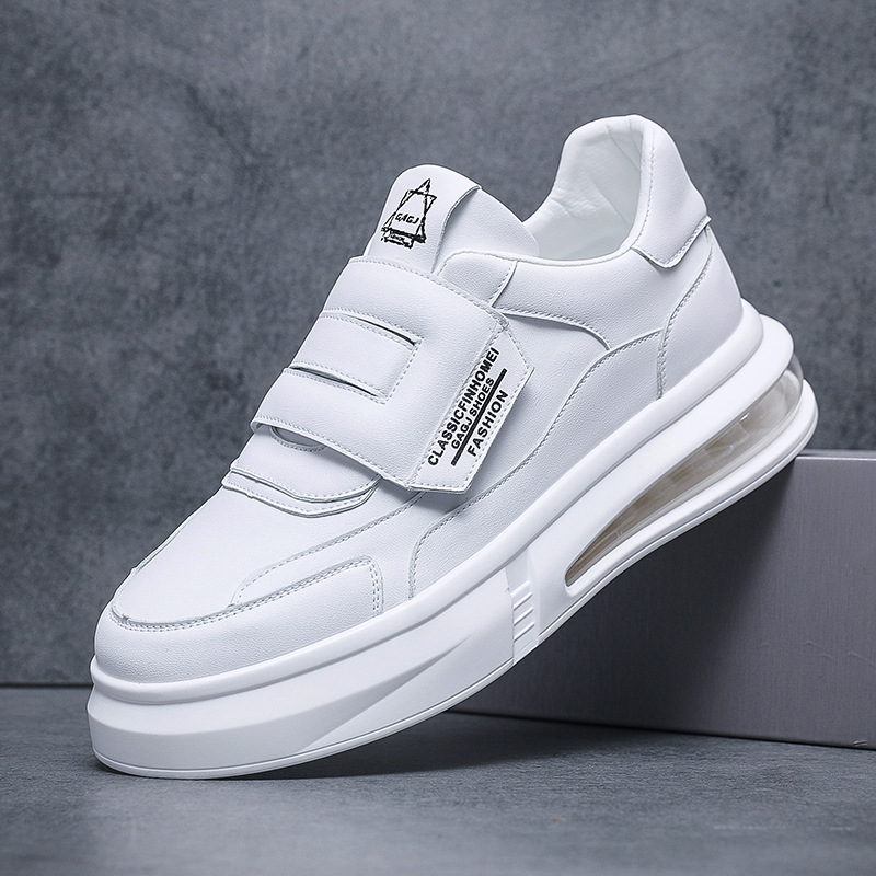 男生板鞋百搭潮流氣墊小白鞋男厚底男鞋白色潮鞋懶人鞋款代發