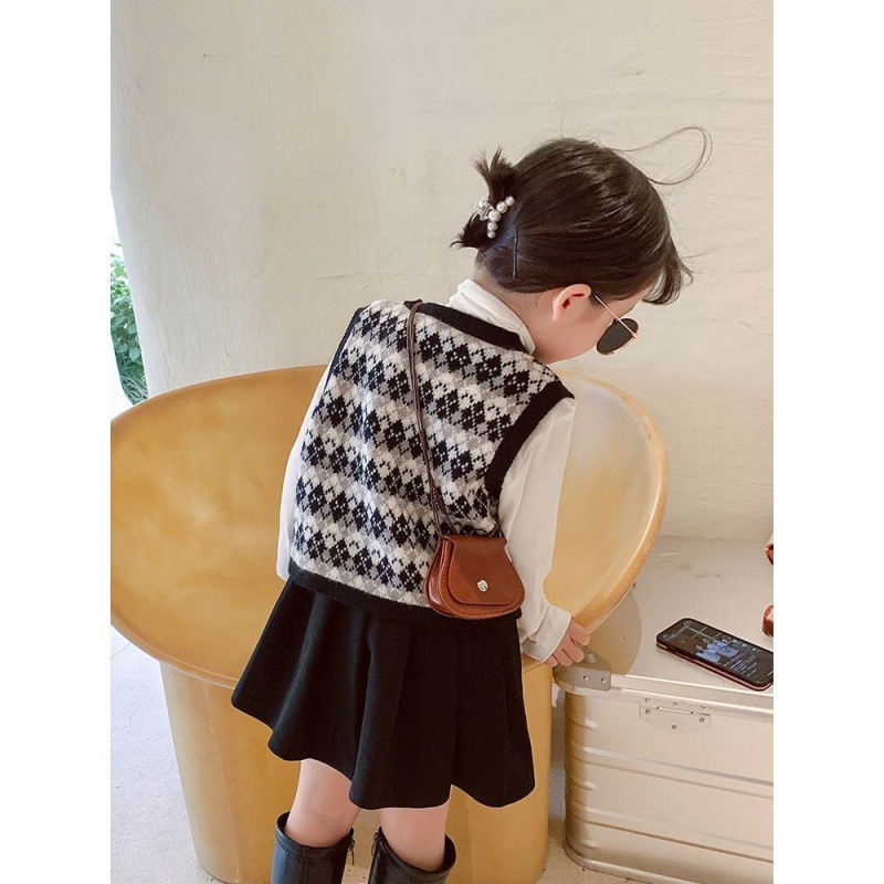 Niñas suéter chaleco 2023 primavera y otoño nuevo estilo occidental de los niños punto bebé retro jacquard cardigan top