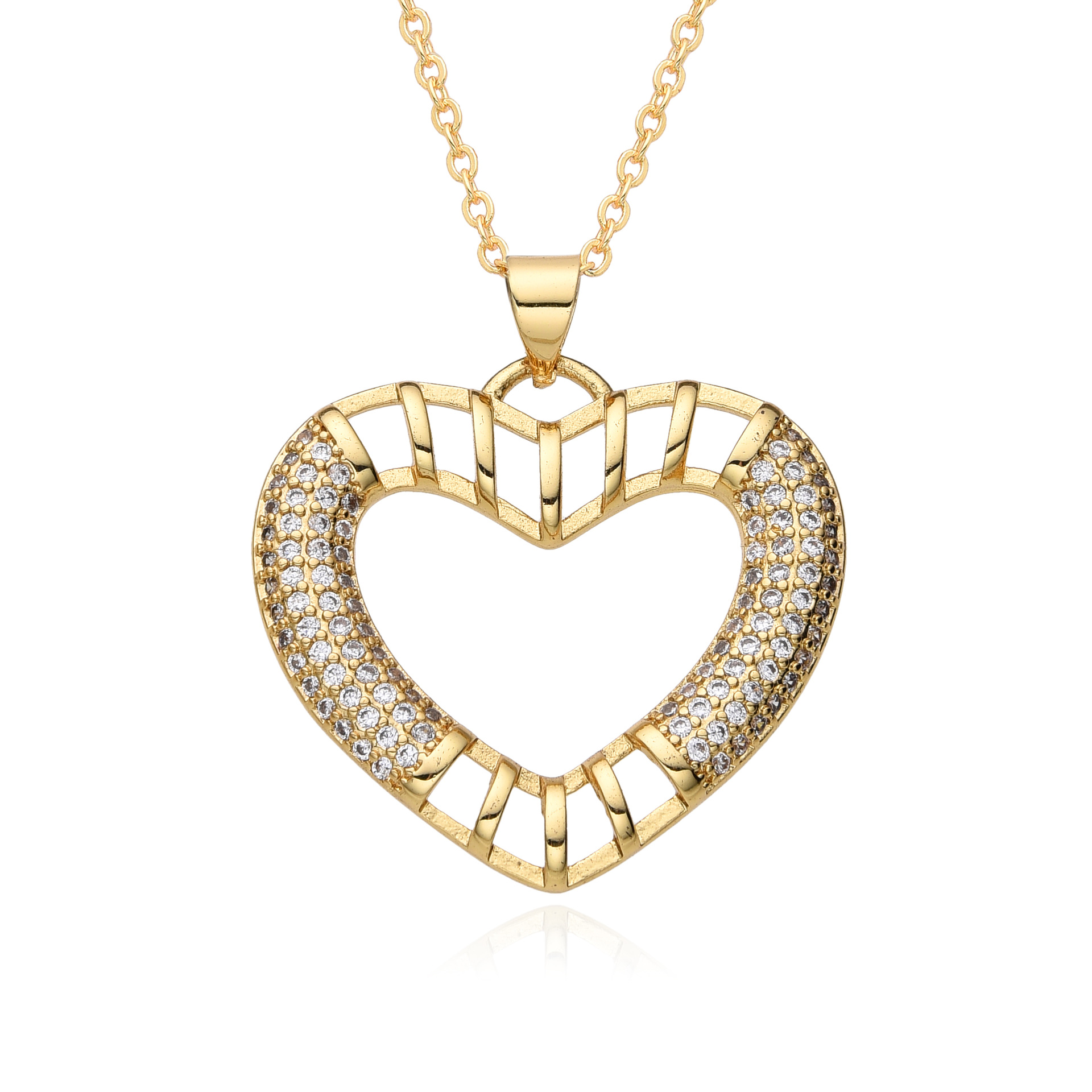8g Weight Copper Pendant Material Zircon Inlay Material Pendant Necklace Classification Copper Chain Material 1 Piece Quantity Holiday, Daily Occasion Copper Material Heart Shape Pattern Women's Gender Inlay Design Retro, Simple Style, Shiny Style Copper Inlay Heart Shape Zircon Pendant Necklace 6