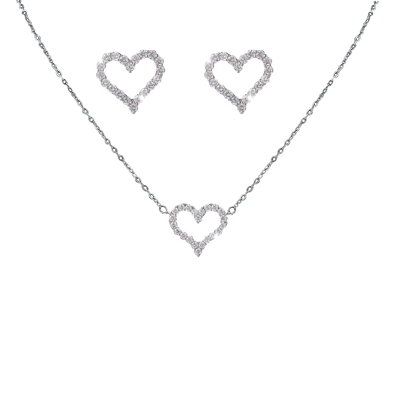 Copper Basic Modern Style Classic Style Plating Inlay Geometric Heart Shape Rhinestones Jewelry Set display picture 6