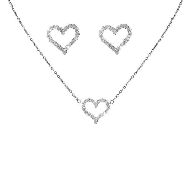 Plating, Inlay Design Copper Basic Modern Style Classic Style Plating Inlay Geometric Heart Shape Rhinestones Jewelry Set