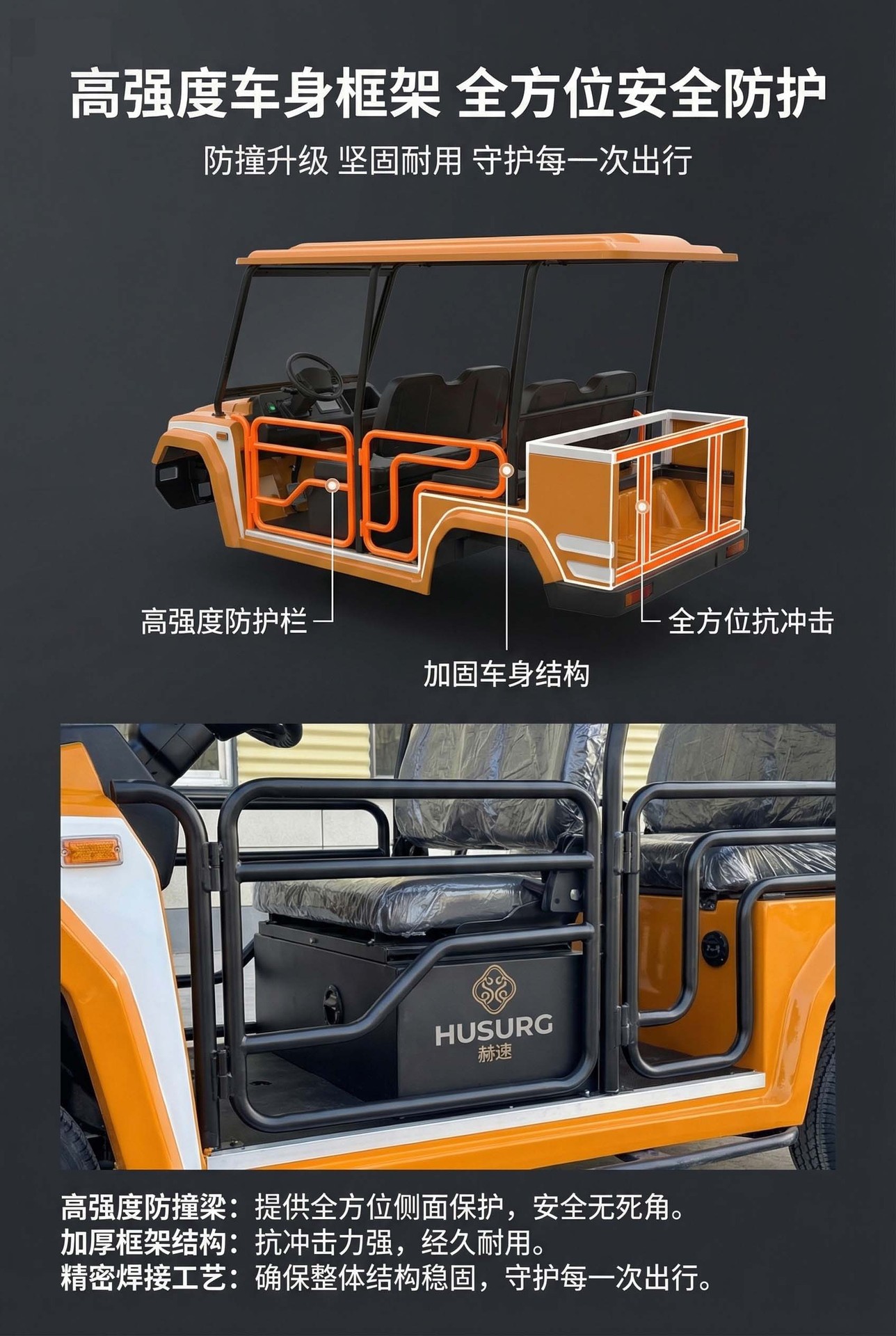 Campus Electric Double-Row Patrol Vehicle, Electric Sightseeing Vehicle, Four-Wheel Property Security Patrol Vehicle