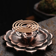 仿古香炉莲花纯铜檀香盘托创意香座香插家用室内茶道创意沉香薰炉