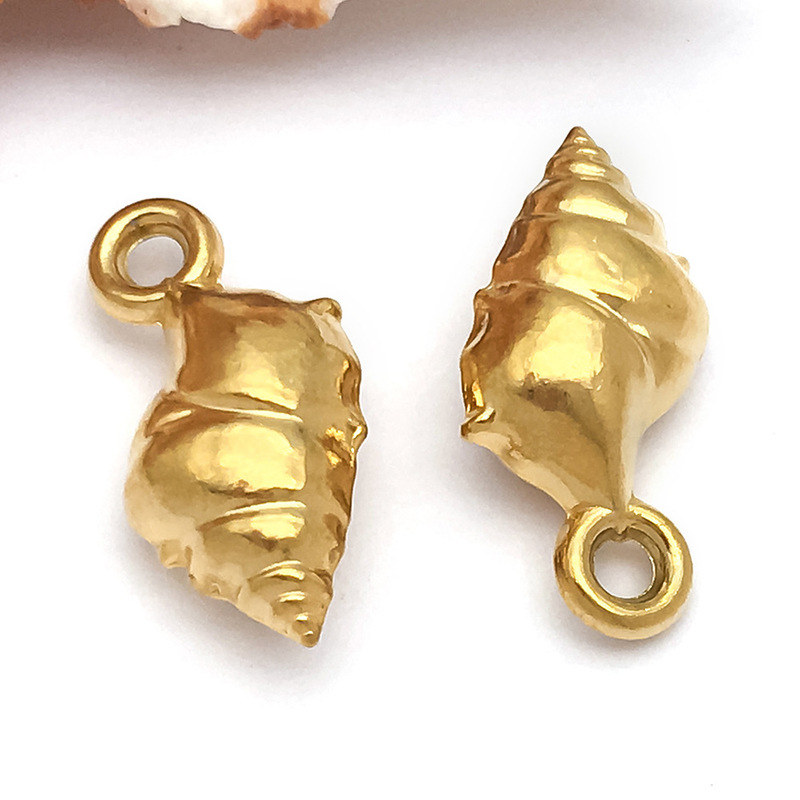 不锈钢金色个性挂件海洋贝壳海螺海鱼diy手链项链吊坠饰品配件|undefined