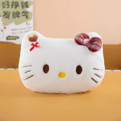 Oyuncaq yastıqlar, New cute cat head plush - plaid-bowknot-heart-design-3040cm033kg
