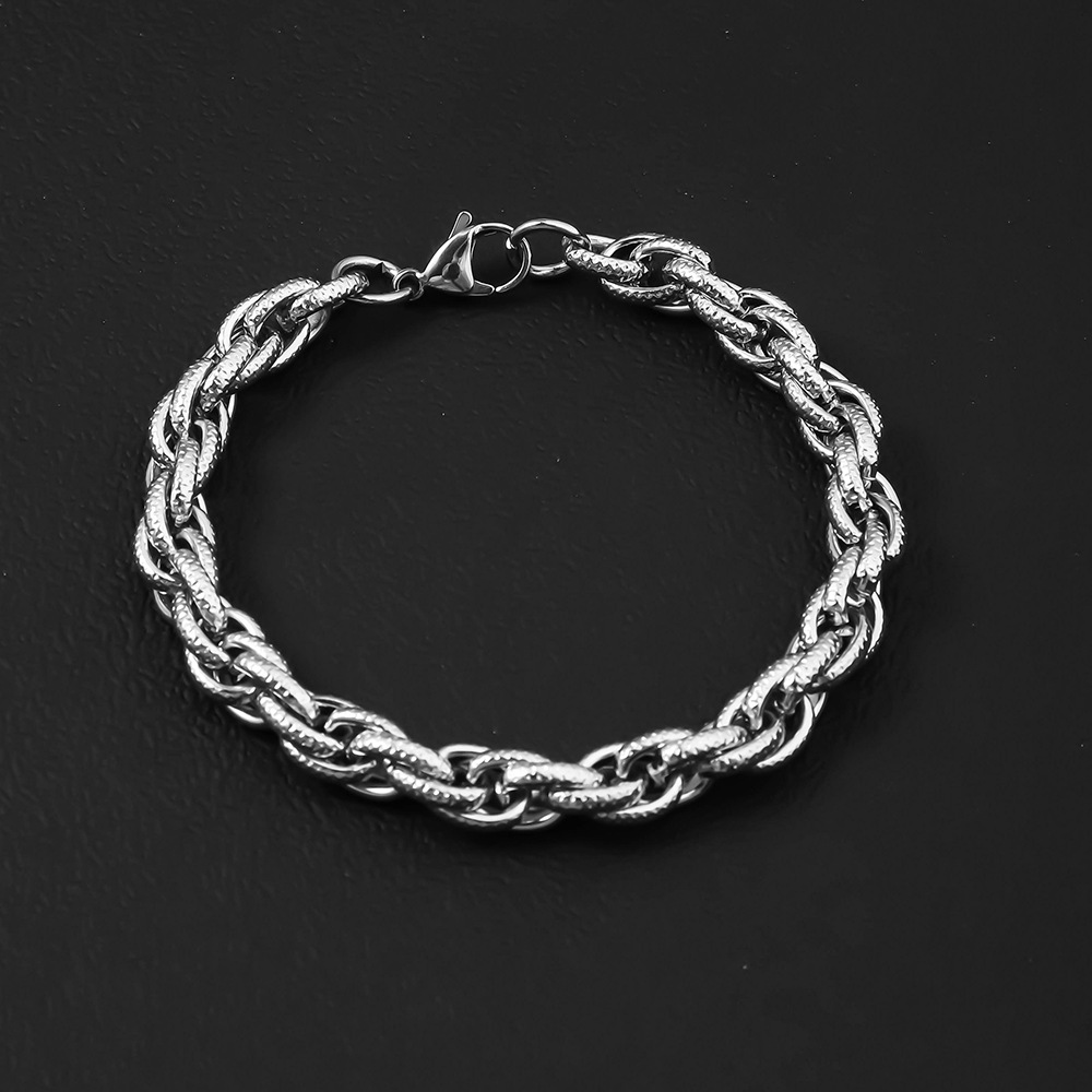 Pulseira cubana masculina em aço inoxidável à prova d'água_voghion.com