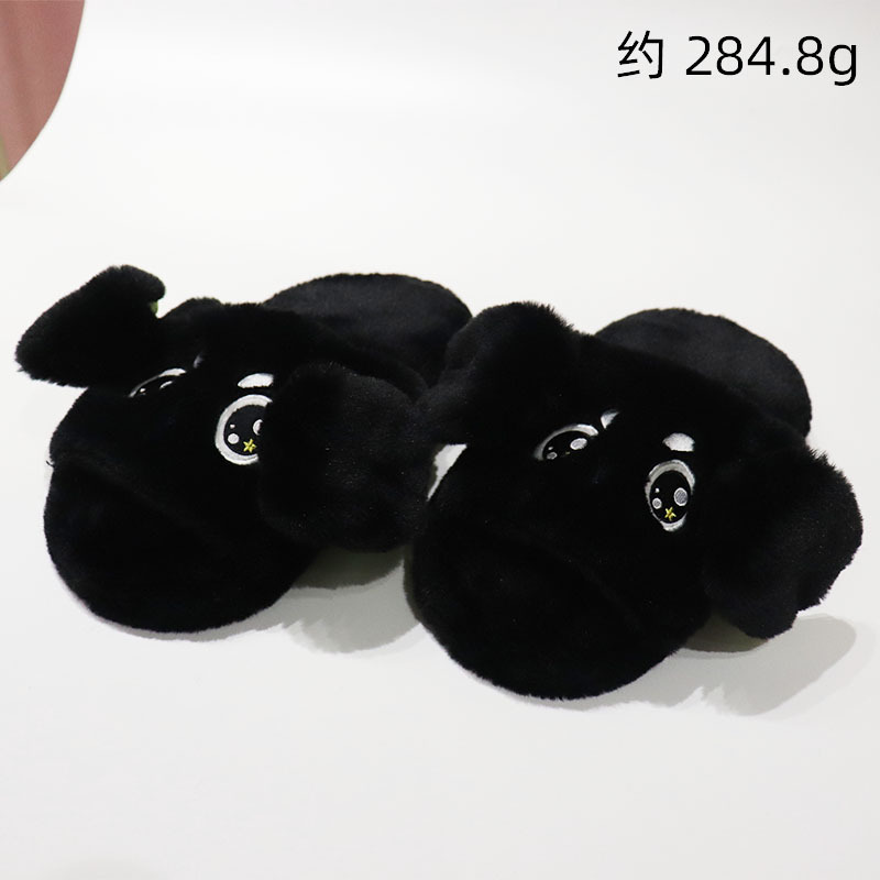 Zapatillas de orejas grandes, trapeador de algodón con orejas en movimiento, lindo perro de dibujos animados, todo incluido, cálido, antideslizante, zapatillas de lana, invierno