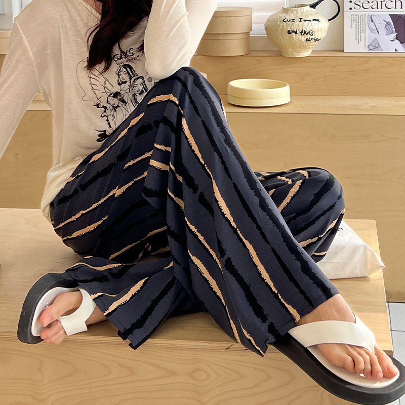 Pantalones anchos de algodón y seda para mujer, pantalones casuales de rayón, suaves y cómodos con efecto drapeado, pantalones de dormir para mujer.