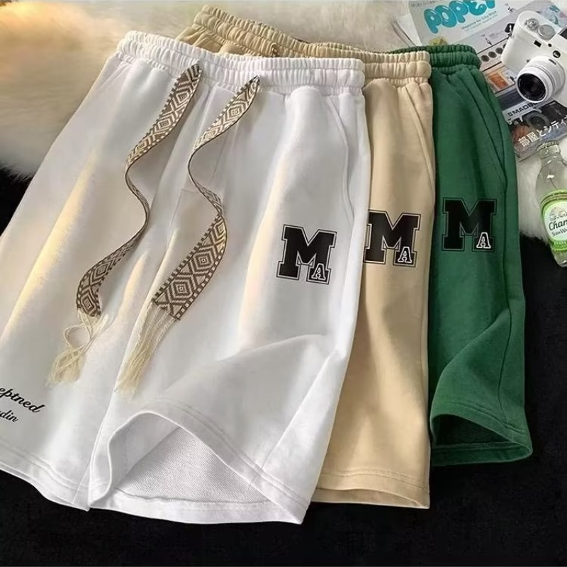 美式印花短裤男ins潮流加大加宽五分裤日系百搭大裤衩休闲运动裤