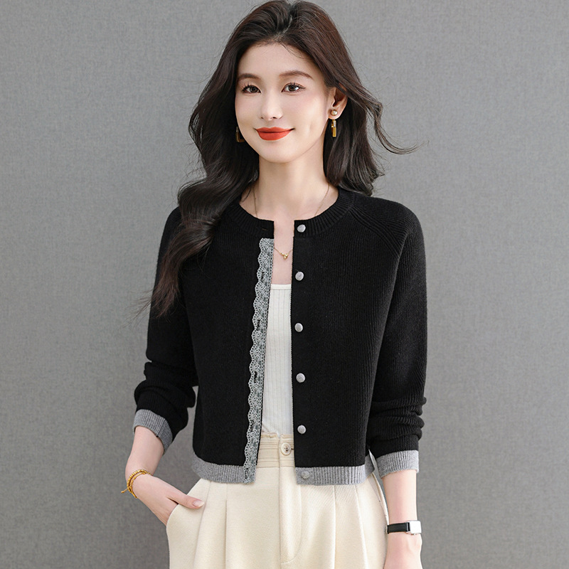 Genuine Brand Wool Sweater for Women 2025 New Autumn and Winter Round Neck Sweater Women's Knitted Cardigan High Waist Short Cashmere Jacket
