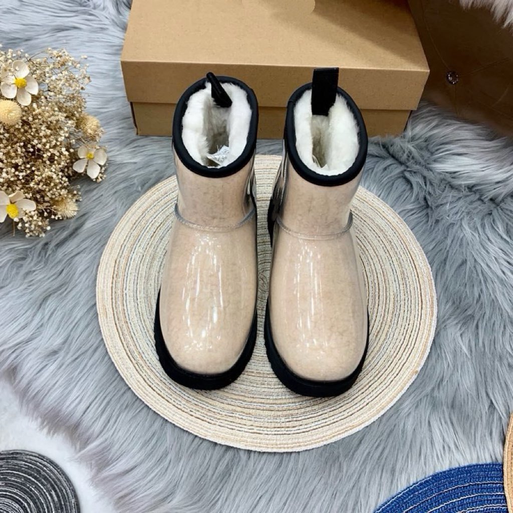 在庫処分特価 最高品質 周冬雨風 ジェルフィルム防水レインブーツ シープスキン一体型スノーブーツ レディース