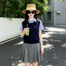 2026夏季韩式学院风舒适面料针织衫新款小众设计厂家直销款假两件