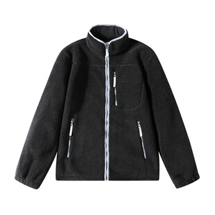 New Autumn and Winter Velvet Sports and Leisure Fleece Jacket, Warm and Thickeneded Couple's Lamb Velvet Jacket, Suitable for North Facade Embroidery