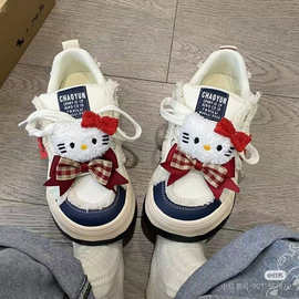 国潮kitty联名丑萌大头鞋女2024秋季新款小众厚底小白鞋女