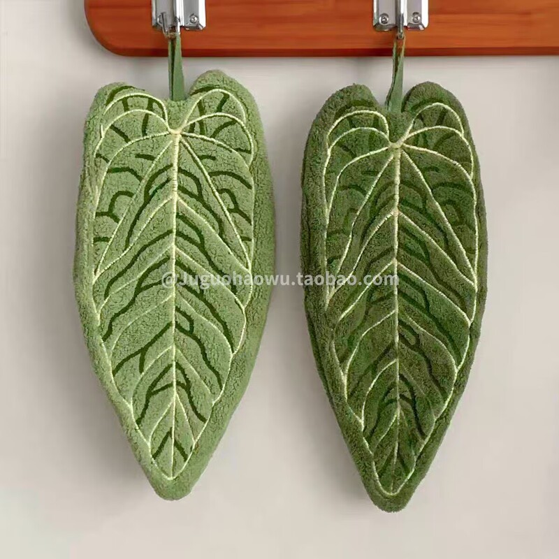 Ins Style Leaf Kitchen Hand Towel Can Be Hung, Absorbent, Quick-Drying Coral Velvet Bathroom Hand Towel Thickeneded and Soft Ins Style Leaf Kitchen Hand Towel Can Be Hung, Absorbent, Quick-Drying Coral Velvet Bathroom Hand Towel Thickeneded and Soft