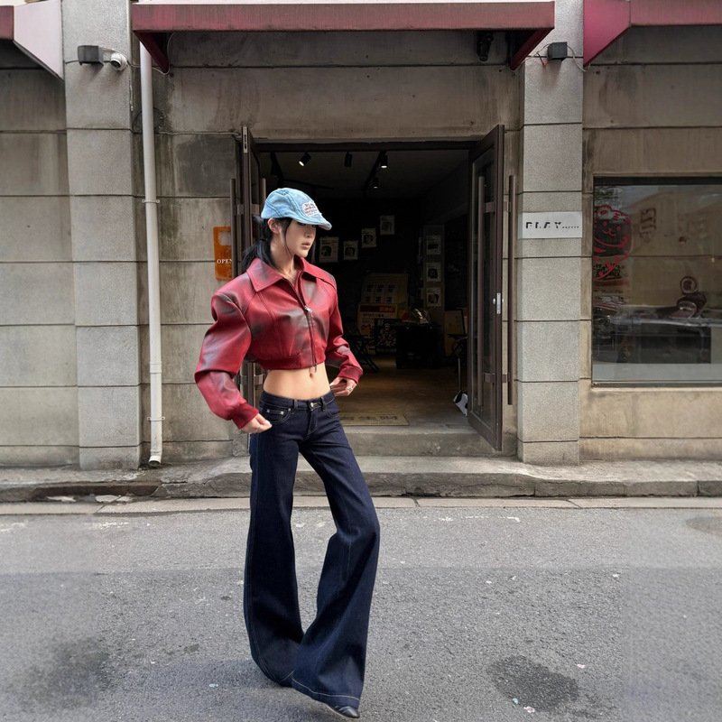 Retro Dark Flared Jeans for Women, Autumn New Low-Waist Loose Drape Non-Stick Floor-Length Pants Retro Dark Flared Jeans for Women, Autumn New Low-Waist Loose Drape Non-Stick Floor-Length Pants