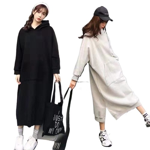 Relaxed Plus Size Women's 300 Pounds Dress Plus Size Women's Hooded Padded Sweatshirt 200 Coverage Belly Outerwear