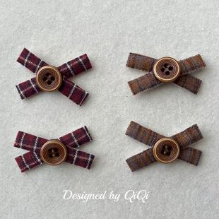 Cute Plaid Cross Button Accessories Bow Hairpin Mobile Phone Case Luggage Shoes and Socks Clothing Accessories Accessories DIY