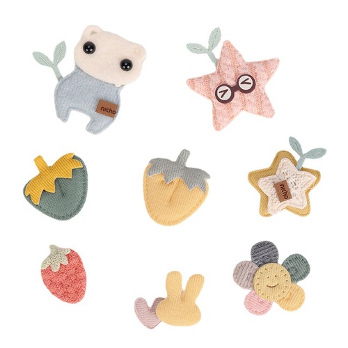 Japanese and Korean Style Cute Cartoon Fabric Sticker DIY Plush Hair Clips, Hair Bands, Hair Accessories, Decorative Patch