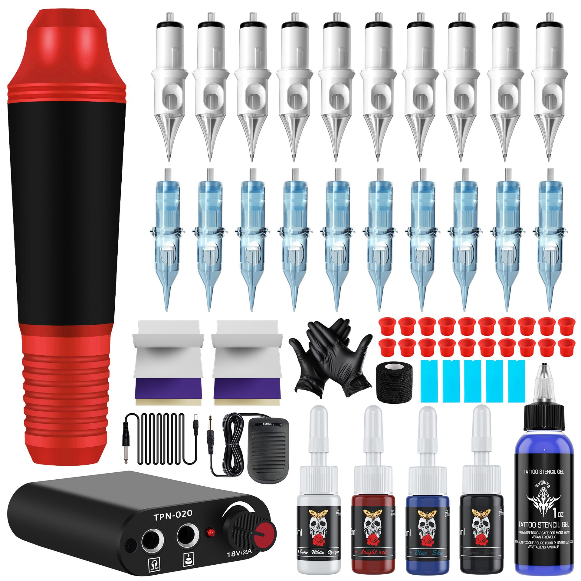 Tuffking máquina de tatuaje pluma motor todo en uno mini suministro de energía conjunto completo de equipos de tatuaje herramientas de tatuaje transfronterizas