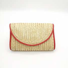 厂家批发麦草编织手拿包 简约百搭手工编织包