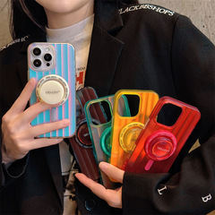 iPhone16promax Apple 15に適したレーザーオーロラ磁気電話ケース、スタンド付きハイエンド、シンプルで新しい