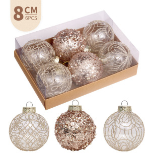 Cross-border Christmas decorations 8cm boutique painted Christmas ball gift box suit Christmas tree pendant decoration